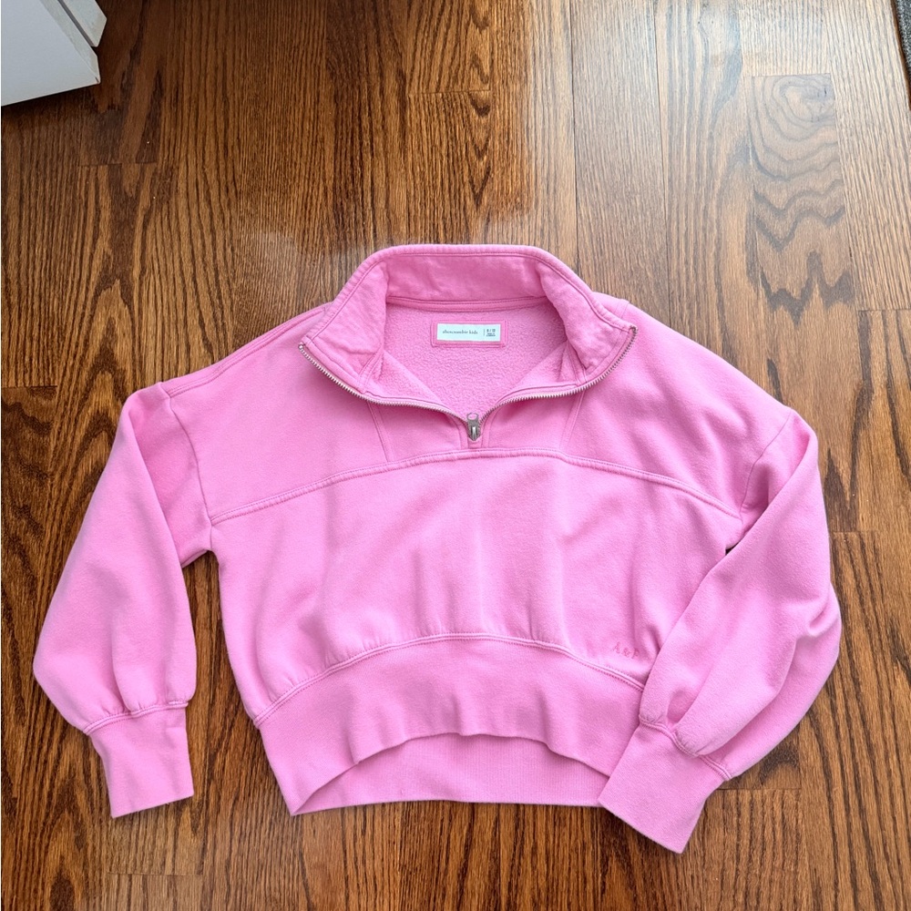 Girls Pink Half-Zip Fleece Pullover Sweater
